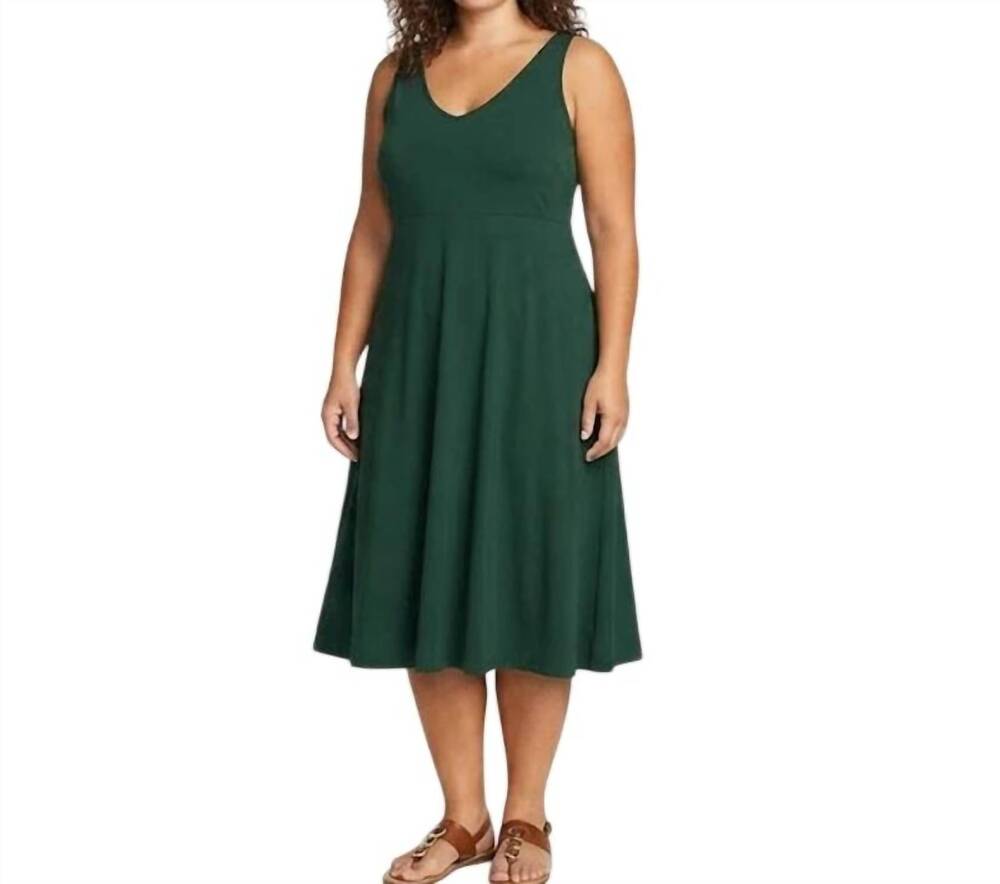 NEW EDDIE BAUER v-neck sleeveless tank midi dress in aster green